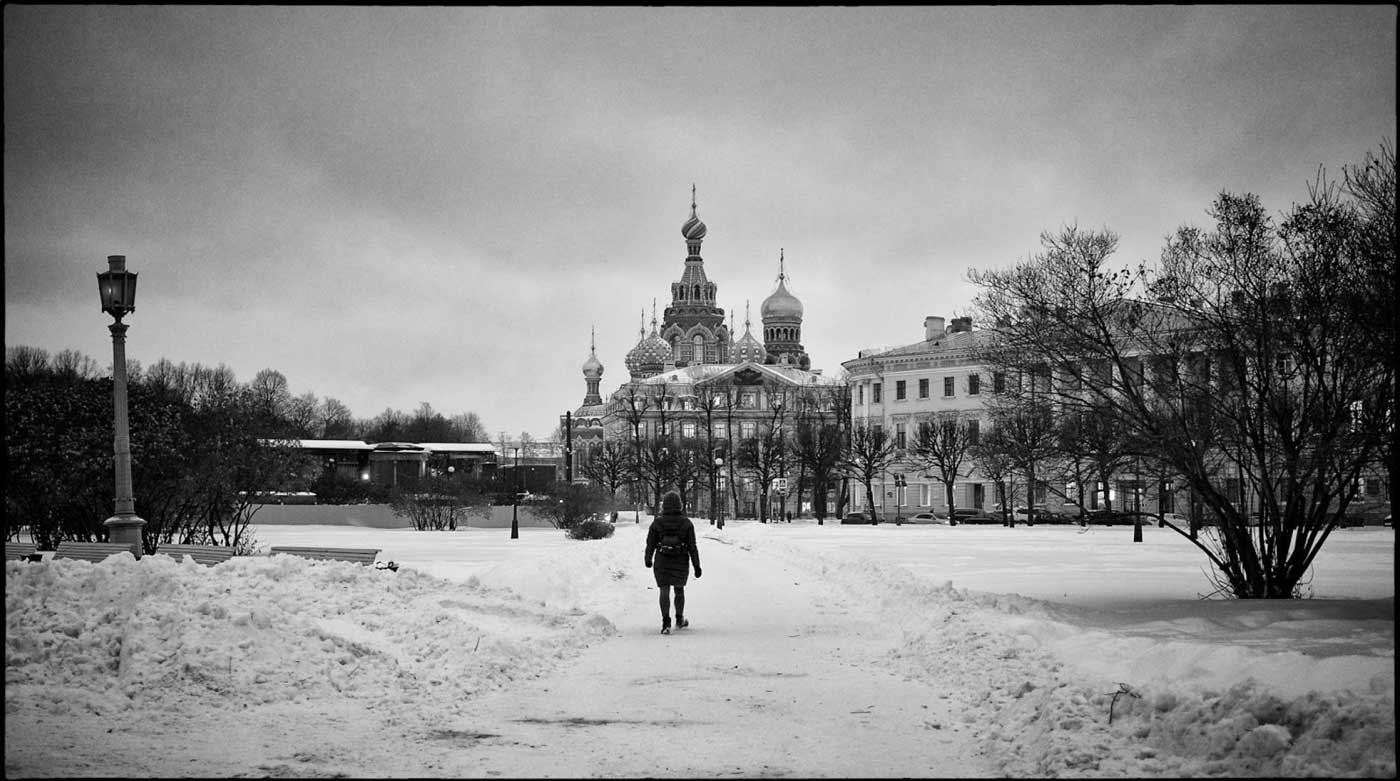 Snow in daytime in Russia