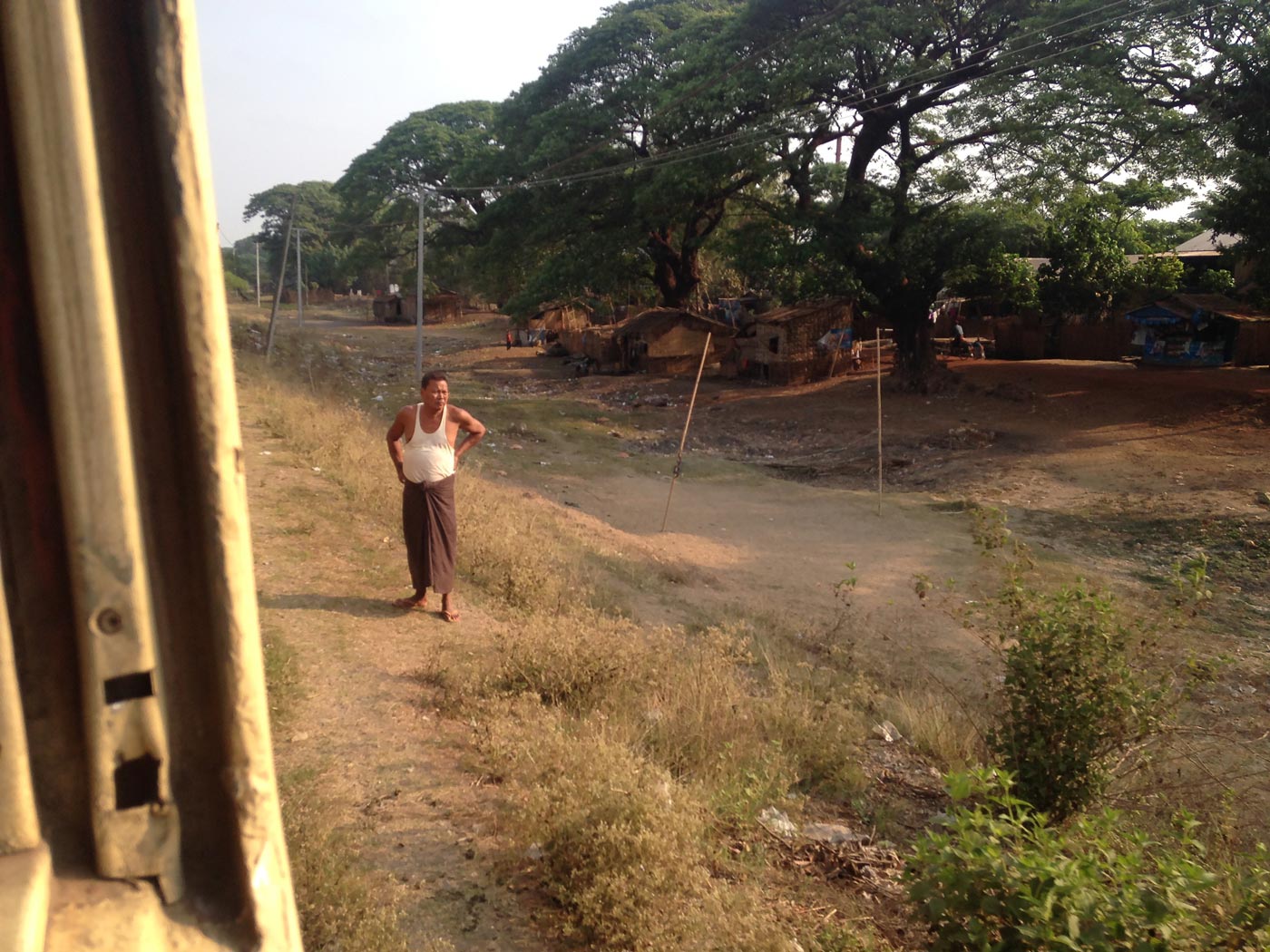 A man watching train