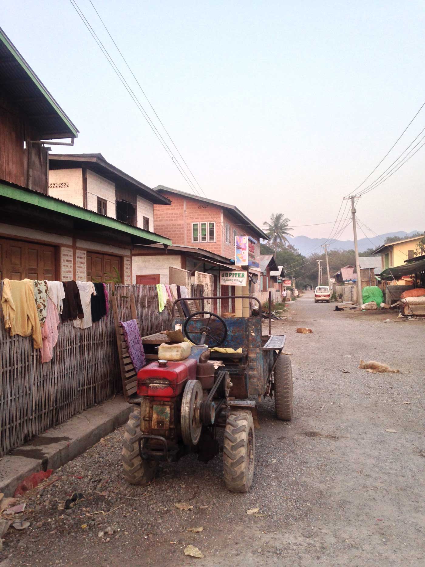 Village street in Nyang Shew, Myanmar